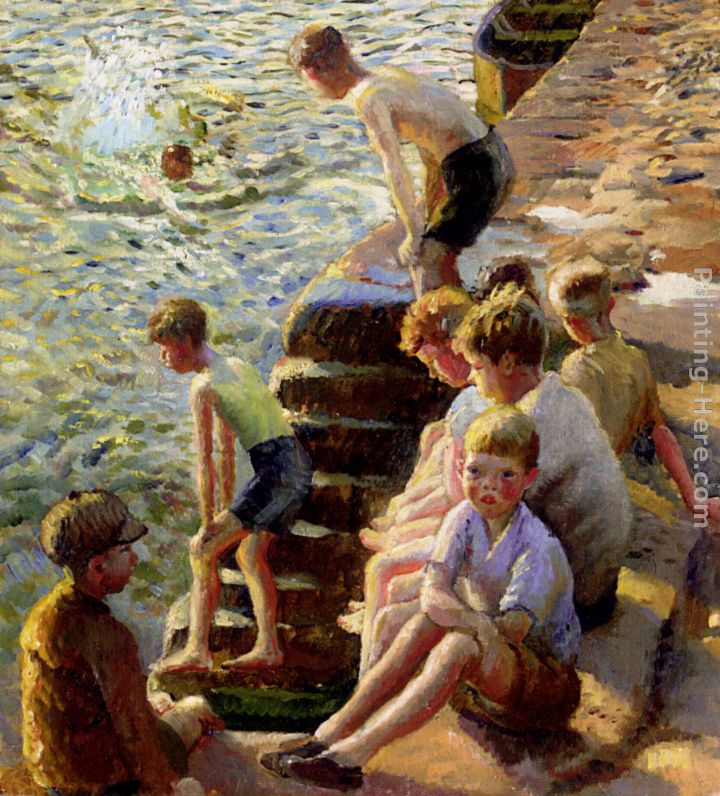 Boys Bathing painting - Harold Harvey Boys Bathing art painting